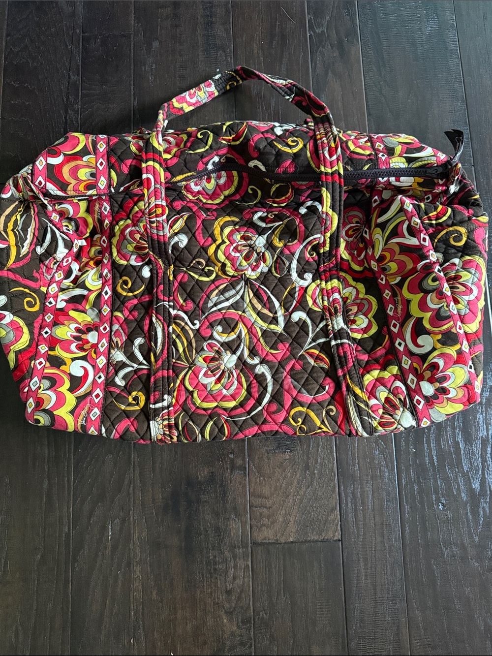 Vera Bradley Quilted Floral Travel Tote Bag - Brown/Red/Pink